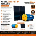 Aquecedor Solar Baixa Pressão, 2 coletores 2x1 Inox + Reservatório Térmico 400L + Acessórios