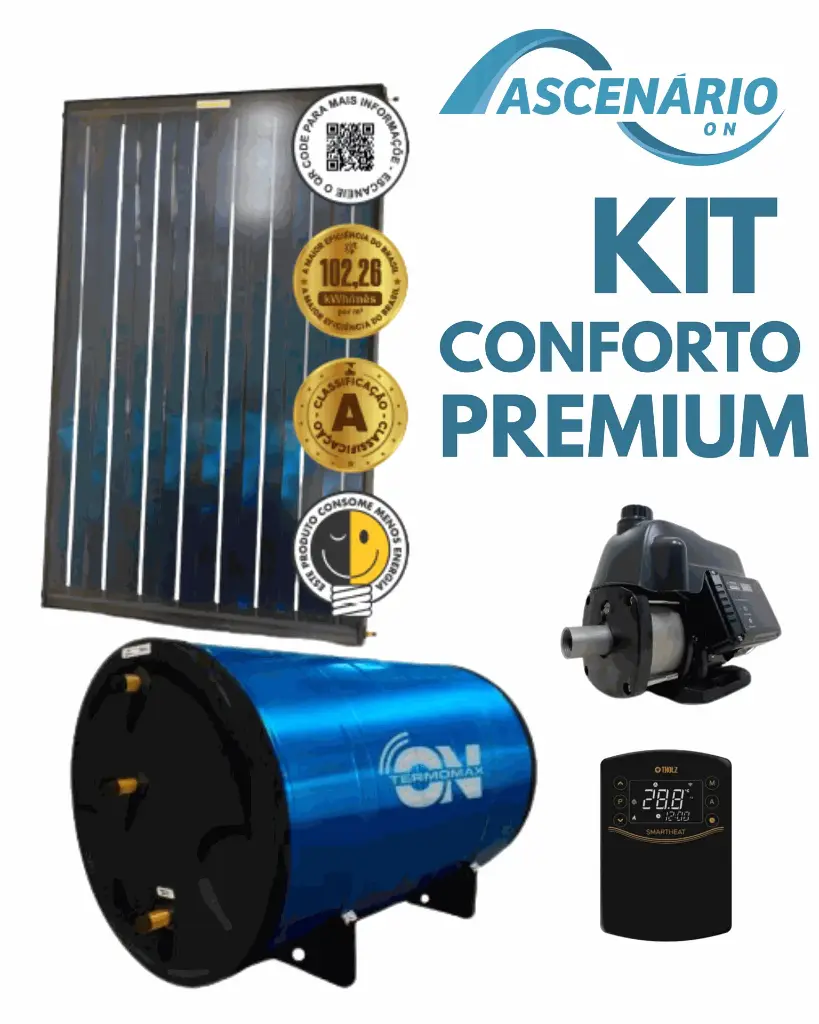 Aquecedor Solar Baixa Pressão 3 Coletores 2x1 Inox Classe A + Reservatório Térmico 600L + Acessórios Termomax ON  
